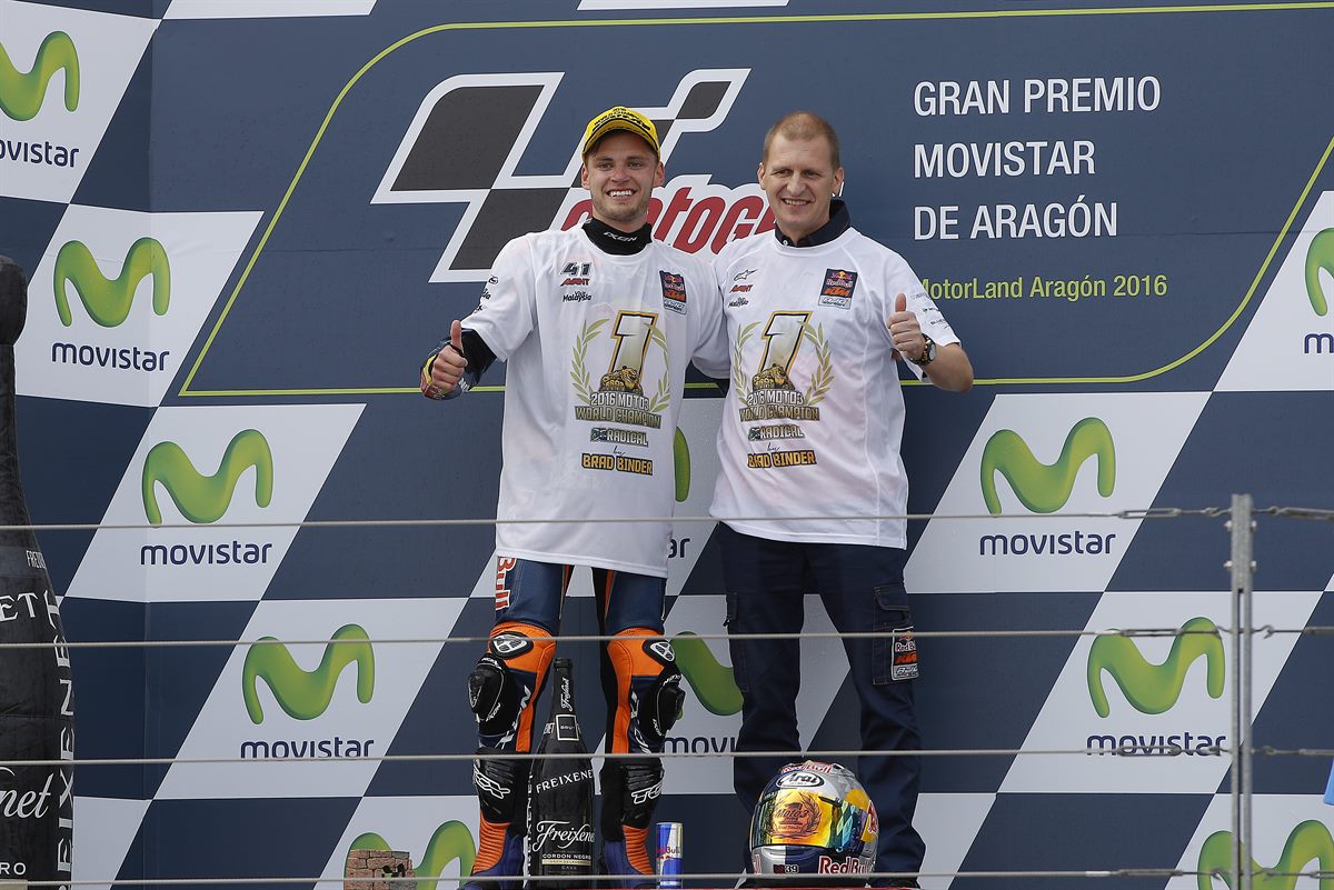 Brad Binder & Aki Ajo Podium Aragon 2016