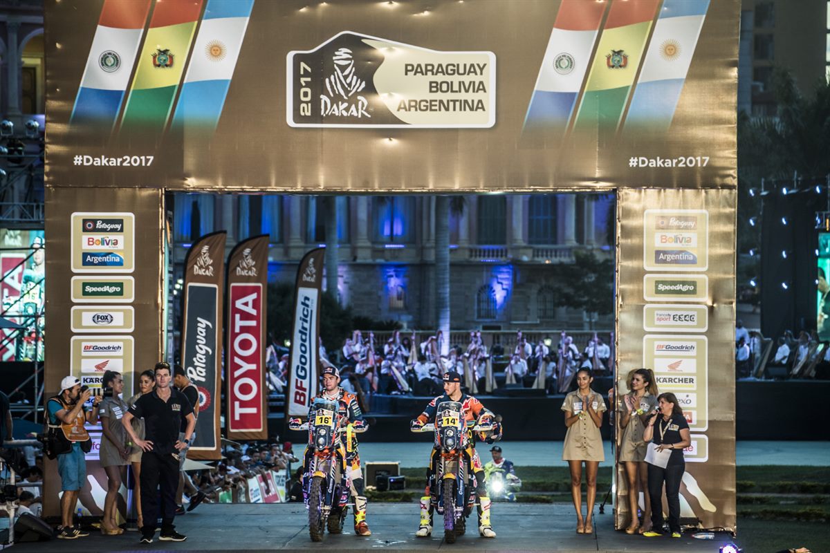 Matthias Walkner & Sam Sunderland KTM 450 RALLY Podium Dakar 2017