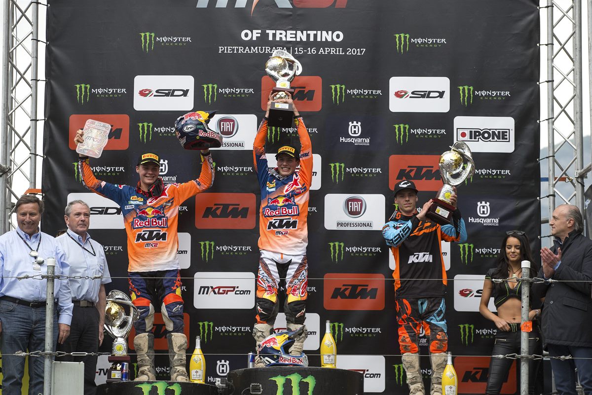 Pauls Jonass, Jorge Prado & Julien Lieber Podium Pietramurata 2017
