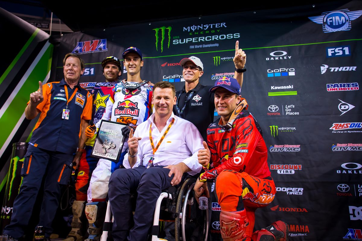 Roger de Coster, Jason Anderson, Marvin Musquin, Pit Beirer, Aldon Baker & Ryan Dungey Podium East Rutherford 2017