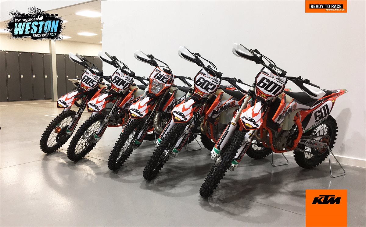 KTM UK Weston Beach bikes