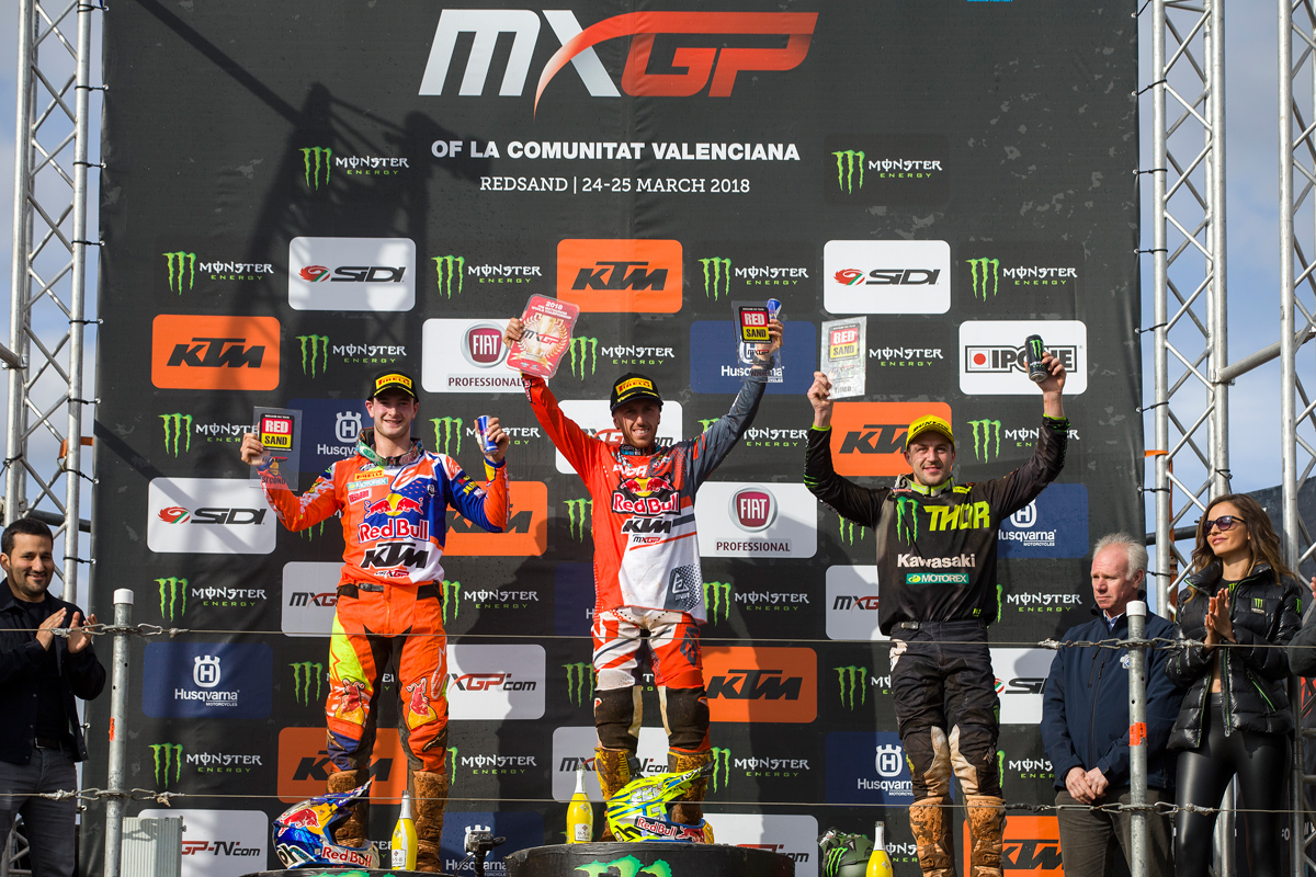 MXGP podium at Redsand