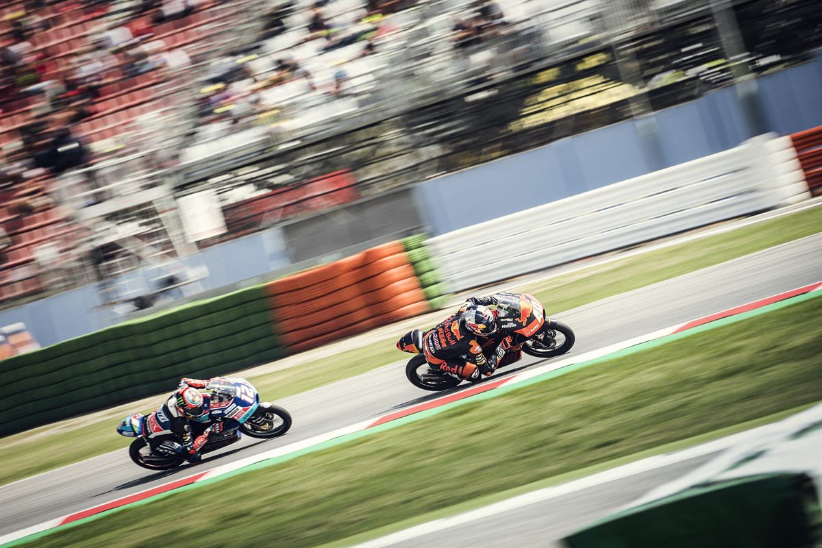 Darryn Binder & Marco Bezzecchi KTM RC250 GP Box Misano World Circuit Marco Simoncelli 2018