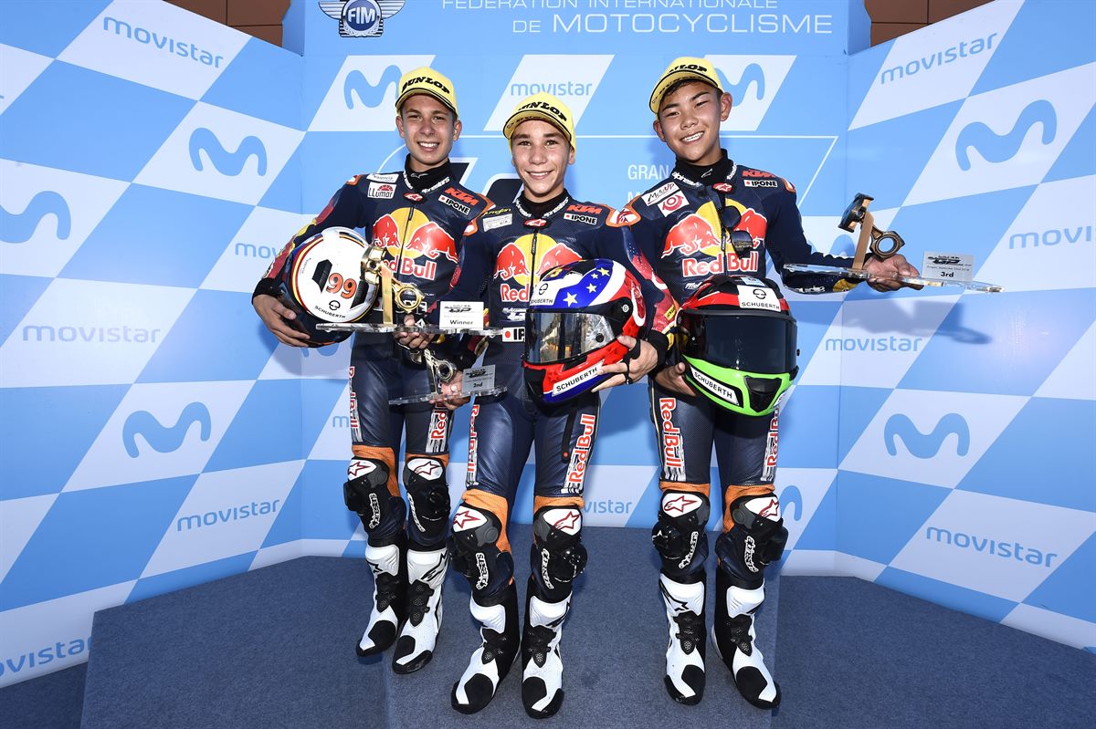 Carlos Tatay, Deniz Öncü & Ryusei Yamanaka Podium MotorLand Aragon 2018