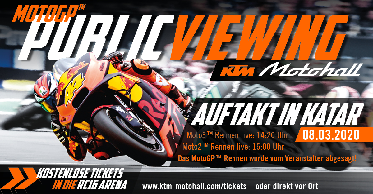 Public Viewing Moto3™Moto2™ Katar live in der KTM Motohall!