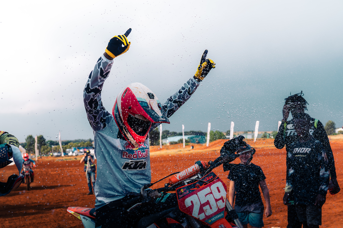 Jonathan Mlimi celebrates his High School Championship victory.