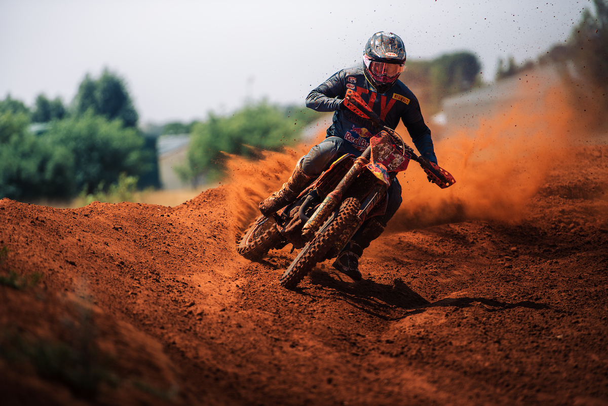 A determined Tristan Purdon at the final round of the National Motocross Championship.