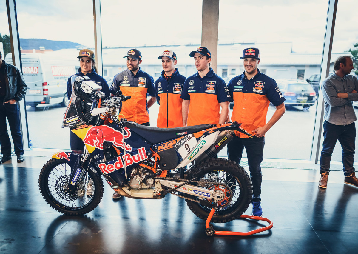 Laia Sanz, Antoine Meo, Jordi Viladoms, Matthias Walkner, Sam Sunderland KTM 450 RALLY 2015