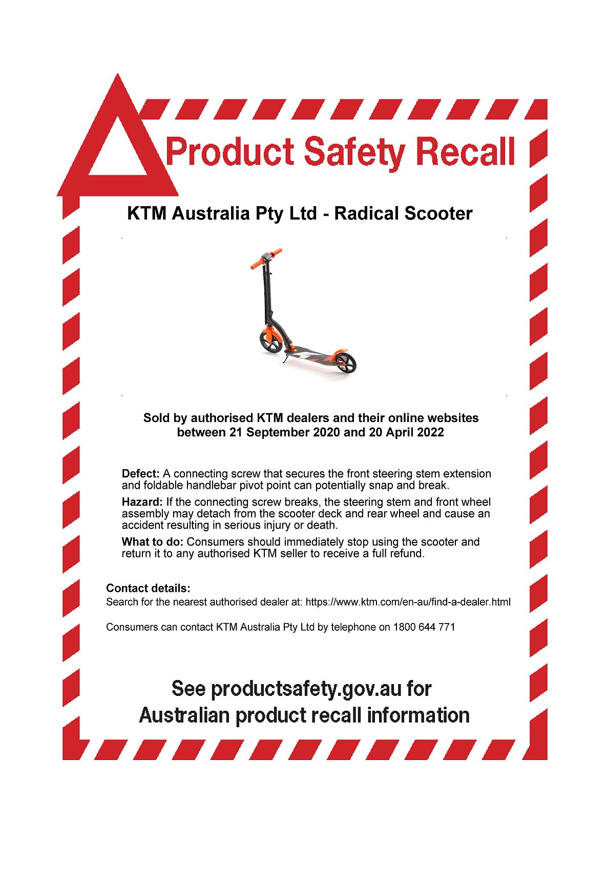 KTM-Radical-Scooter-Product-Recall