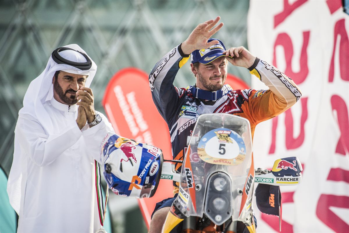 Toby Price KTM 450 RALLY Podium Abu Dhabi 2016