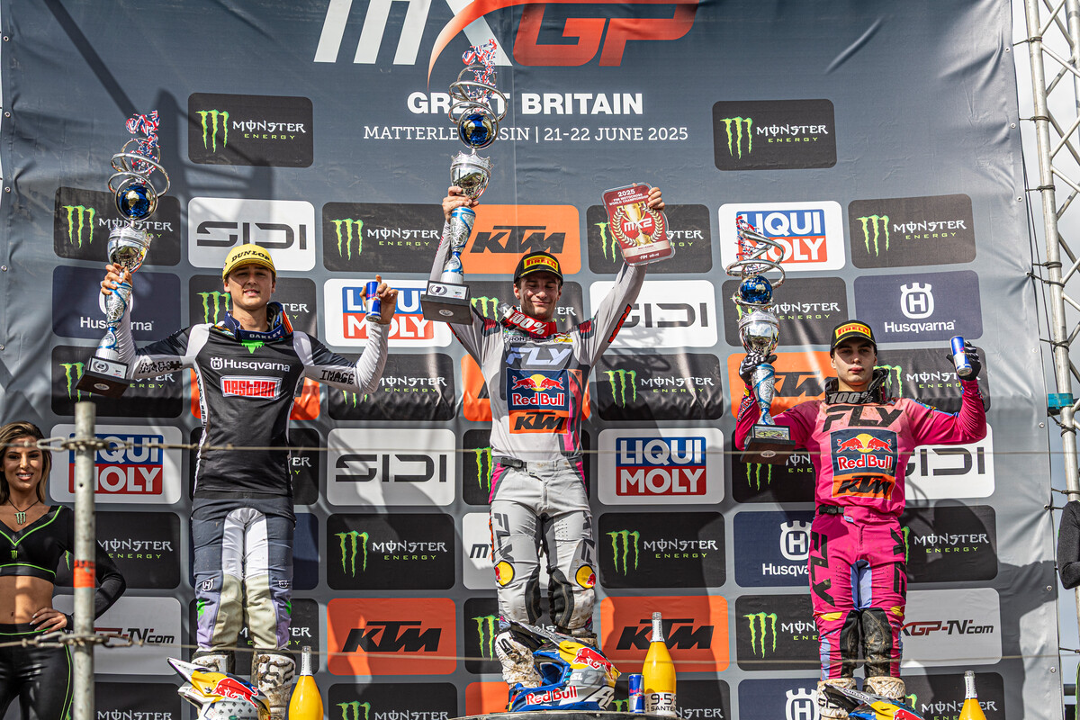 MX2 podium 2025 Grand Prix of GBR
