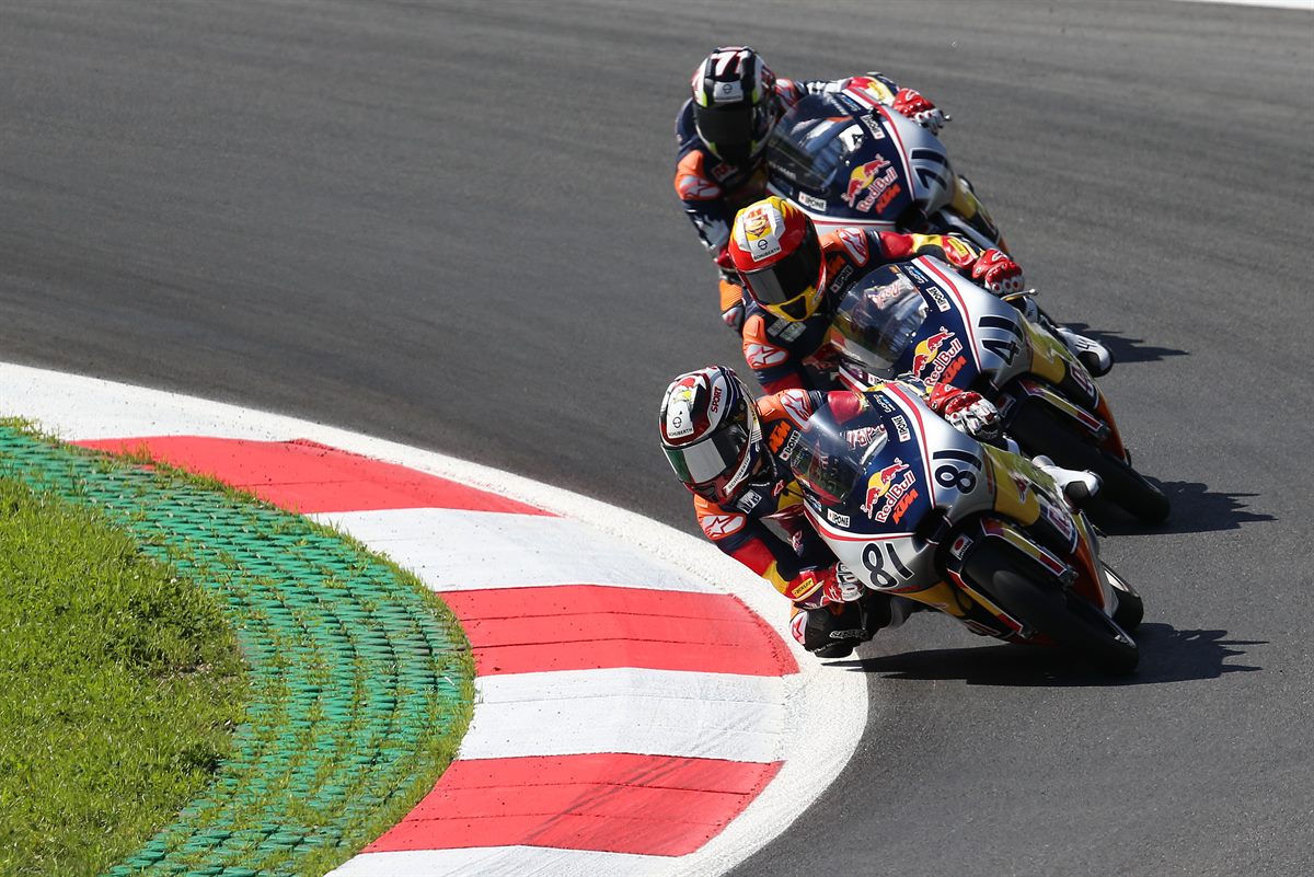 Alex Viu, Marc Garcia, Ayumu Sasaki KTM RC250 RB Spielberg 2016