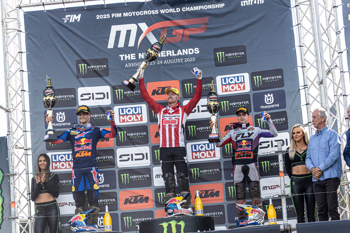 MX2 podium 2025 Grand Prix of The Netherlands